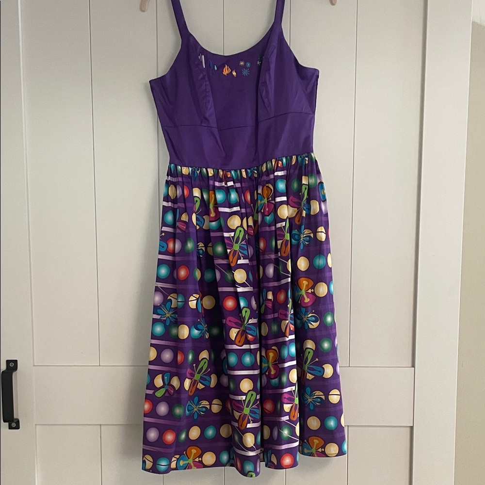 Disney Purple Midi Dress with Colorful Patterns - Picture 2 of 9